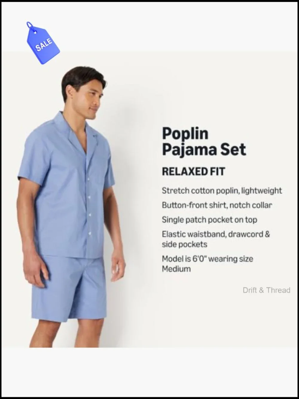 Men's Cotton Stretch Poplin Notch Collar Short Pajama Set - Relaxed Fit Sleeper